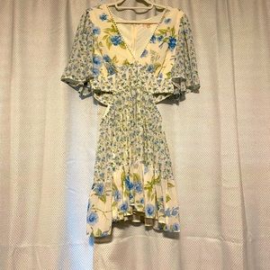 Blue floral mini dress